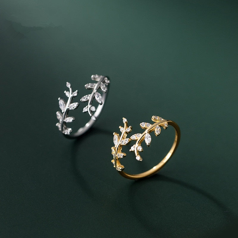 Sweet Open Branch Small Leaf Adjustable Ring - csjewellery.net